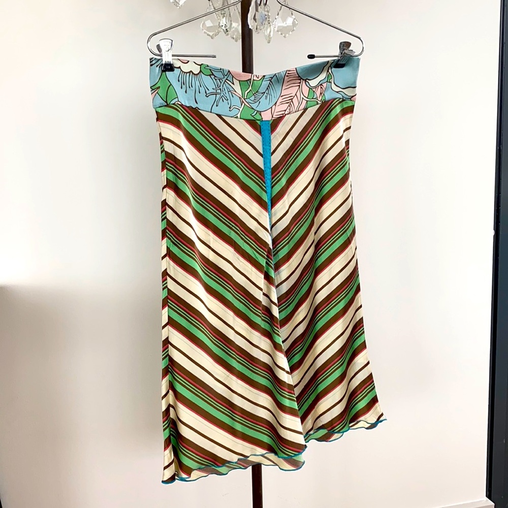 A Common Thread Silk VStripe Skirt